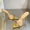 Gianvito Rossi Rhinestones Mule suede Sandals Slides heeled stilletto heels open-toe women's luxury designers Leather outsole evening party shoes factory footwear