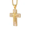 Hip Hop Iced Out Big Cross Pendant Male 14k Yellow Gold Cubic Zirconia Christian Necklace For Men Religious Jewelry