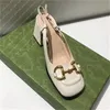 Slingbacks High Heels Women Sandal Slide Metal Buckle Leather Formal Shoes Designer Rhinestone Sandaler 7,5 cm 3,5 cm 10 cm höga klackar Square Toe Ankel