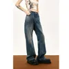 MADEEXTREME Alta Costura e Nicho Street Washed Old Bamboo Vibe Calça jeans casual para homens e mulheres