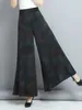 Frauen Hosen 2024 Sommer Dame Mittleren Alters Neun Punkte Fsh Schwanz Culottes Mode Hohe Taille Druck Dünne Wilde WideLeg