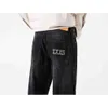 2023 Jeans Heren Herfst Modemerk Losse Rechte Mannen Casual High Street Koreaanse Gewassen Zwarte Mannen Stijl