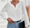 Blouses pour femmes Chemises 2023 Femmes Ample pull-over en mousseline de soie tempérament déplacement couleur unie chemise à manches longues YQ240118