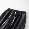 Men's shorts designer pants with elastic band design, washed black women's sports pants with letter printing