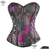 Bustier Corsetti Corsetto Steampunk con chiusure a fibbia / Catena Corsetti in osso d'acciaio Allenamento in vita Bustier gotico con fibbia rotonda Corpo Sh Dhvxy