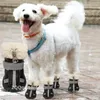 Kış evcil köpek yağmur ayakkabıları su geçirmez sıcak kar botları küçük köpekler deri slip giyim chihuahua york köpek yavrusu 240117