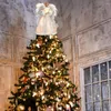 Juldekorationer Angel Tree Topper Fairy Dolls Top Star Led Glowing Pendant Decoration Holiday Decor