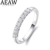 Pierścienie zespołowe Aeaw 14k białe złoto 0,25CTW 2mm EF Round Cut zaręczycielskie Weddlab Grown Diamond CVD HPHT Band ROR Women J240118