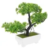 Dekorativa blommor Bonsai Tree Simulation Welcome Pine House Plants Fake Decor Plastic Desk Decorations