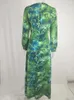 Casual Dresses Tropical Print Plunging Neck Split lår maxi klänning kvinnor sexig långtryckt v-ringning