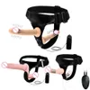 Sele strap-on 2 vibration realistiska dildos anal g-spot stimulering prostata massager vuxna sex leksaker för kvinnor par lesbiska 240117