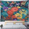 Wandteppiche Kawaii Pilz Tapisserie Dschungel Blumen Vögel und Pflanzen Raumkunst Wanddekoration geeignet für Wohnzimmer Schlafsäle H240514