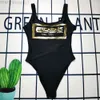 24SS Designer Bikini Swimsuit Women's One-piece Fan Jia Co Branded Hot Stamping Solid Color Sexy Women's Swimsuit