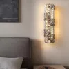 Lâmpada de parede luxo americano cristal moderno retangular el quarto led corredor iluminação interior sala estar tv fundo decoração