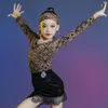 Stage Wear 2024 Latin Dance Practice Suit for Autumn and Winter Girls High-end Leopard Print Druku