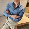 남성용 캐주얼 셔츠 2024 제품 세련된 순수한 면화 사업 셔츠/남성 슬림 한 옷장 드레스 긴 슬리브 셔츠/레저 탑