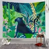 Tapestries Animal King Forest Tiger Tapestry Wall Hangende tropische palmplant Bloem Boheemse woning Decoratie Yoga Mat Dekenvaiduryd