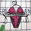 designer bikini baddräkt kvinnor sexiga baddräkter kvinnor mode backless split brev färgglad logotyp tryck sommarstrand baddräkt jan18