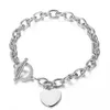 Bracciale di design con collana a catena spessa in titanio a forma di cuore per donna, regalo di gioielli di lusso per San Valentino con logo spedizione gratuita.