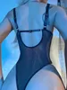 Fun Underwear Sexy Women's Lacquer Leather Mesh Sling Jumpsuit Fun Set bodysuit women sexy costume lingerie 240117