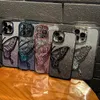 Cell Phone Cases Luxury Phone Case For iPhone 15 14 13 12 11 Pro Max With Glass Lens Camera Film Glitter Bling Butterfly Mobile Cover Girl Funda J240118