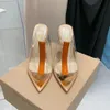 2024 Gianvito Rossi тапочки без шнуровки на шпильке Muilezels из ПВХ с острым носком женский каблук Luxurys105 мм для женщин Luxurys Designers летняя супервысокая заводская обувь