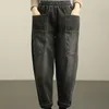 Jeans sarouel en Denim pour femmes, pantalon décontracté taille haute pour filles