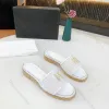 Gold Chain Fabic Loafer New Luxurys Designer Summer Shoe Casual Slide Lady Rubber Shops Slipper Sandal Letra Slipper com Box Mule Woman Sandale Travel Sliders