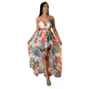 Grundläggande avslappnade klänningar Casual Dresses Floral Print Boho Maxi For Women 2022 Summer Halter Backless High Split Holiday Dress Y Cut Out DHGWL