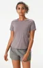 lu Camicia da yoga da donna outfit manica corta girocollo traspirante senza cuciture donna fintness palestra corta crop top maglietta estiva C115