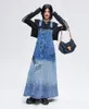 New Oc950m50 Spring/Summer Women's Dress Denim Personalized Graffiti Strap Long Skirt Looks Slimmer Street Style
