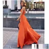 Basic & Casual Dresses Casual Dresses Top Quality Women Y Halter Backless Orange Beading Split Maxi Long Bodycon Dress 2022 Designer Dhdqm