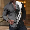 Chemises décontractées pour hommes Chemise hawaïenne Ligne 3D Manches longues Col de boule T-shirt surdimensionné Vêtements d'été 2024 Haute qualité