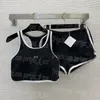 Sexy plage débardeur soutien-gorge slips ensembles femmes noir Tankinis maillots de bain fendu rembourré maillots de bain charmant été Spa piscine fête maillot de bain