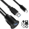 USB 3.0 Type C 3.1 Car Flush Mount Cable Dashboard لوحة تمديد مقاوم للماء لدراجة نارية قارب الشاحنة 1M