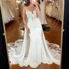 Country Chiffon Mermaid Wedding Dress for Bride with Wrap Illusion Off Shoulder V Neck Spaghetti Straps Bridal Gowns for Marriage Dresses Designers Gown NW065