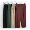 Women's Pants Women Capris Korean Fashion Casual Solid Color High Waist Straight Calf-Length Trousers 4XL Summer Breeches