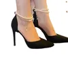 Women's High Heels 2024 Fashion Sexy Single Shoes Baotou Stiletto Beaded Heel Sandals Zapatos Mujer 240117