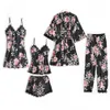 Pijamas conjunto de sono feminino roupa de noite com decote em v renda sleepwear sexy camisola roupão usar casa terno negligee primavera robe vestido 240117