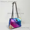 Schoudertassen Nieuwe Collectie Mini Regenboog Dames Handtas Draagbaar Handig Voegwerk Kleurrijke Crossbodytas Patchwork Schoudertas Metaal T240116