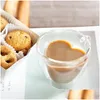 Vinglasögon hjärtformad kärleksformad glas dubbelvägg värmebeständig kopp te mjölk espresso dricks droppe leverans hem trädgård kit dhv2i