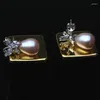 Stud Earrings Fashion 925 Silver For Women White Natural Freshwater Pearl Wedding Party Jewelry Korean Bijoux