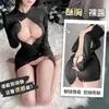 Sexy Lingerie Bodycon Dress Backless Zip Open Buttocks Nightclub Party Chest Costume Office Secretary Temptation Nightdress 240117