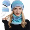 Casquettes de baseball Ensemble écharpe et chapeau en laine d'hiver | Gants de conservation du visage et des oreilles à doublure épaisse pour femmes