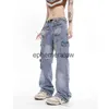 Dżinsowe dżinsy multi kieszeni gorąca dziewczyna Y2K American Retro All Meated Blue Tooling Jeans Women Nisza cztery sezon niszowy wysoki talia mopping springersephemeralew