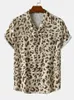 Felpe con cappuccio da uomo 2024 modello leopardato estivo con tasche e camicia elastica sui quattro lati stampata in 3D moda casual a maniche corte