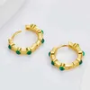 Stud Green Agate 925 SterlSilver Simple Circle Hoop Boucles d'oreilles pour femmes 18K Gold Minimalisme Petite EarrFine Jewel 2023 Nouveau cadeau J240118