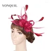 Baretten Lichtgroen Bruiloft Bruid Hoofdtooi Elegante Dames Haar Fascinators Accessoires Feest Diner Hoed Voor Pin Vrouwen