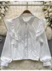 Bluzki damskie Kobiety jesienne koszulka słodka krawędź Ruffle długie rękawy wszechstronny temperament wewnętrzny podszewka z dolną warstwą D5752