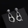 Boucles d'oreilles en acier inoxydable plaqué argent Mode Femmes Géométrique Marque Desigenr Lettre Cristal Strass Perle Boucle D'oreille Femmes Bijoux De Mariage